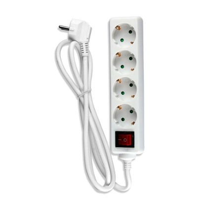 V-TAC Multipresa con Cavo 1,5m 4 Prese 10A 2P + Schuko e Interruttore Luminoso Spina Schuko Colore Bianco