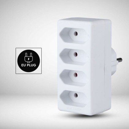 V-TAC Adattatore Multipresa con 4 Prese Frontali 10A e Spina Schuko Colore Bianco