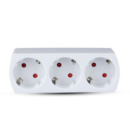 V-TAC Adattatore Multipresa con 3 Prese Frontali 10A 2P + Schuko con Spina Schuko Colore Bianco