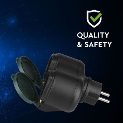 V-TAC Adattatore con 2 Prese 16A Colore Verde IP44