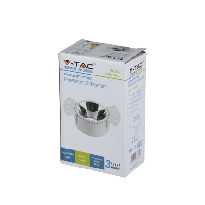 V-TAC Portafaretto LED da Incasso Rotondo GU10 Colore Bianco e Cromato