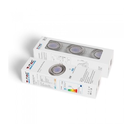 V-TAC Portafaretto LED da Incasso Rotondo 5W con Faretto GU10 Colore Nichel Satinato 3000K (3 Pezzi)