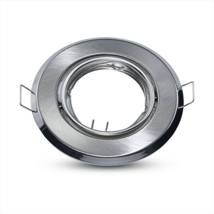 V-TAC Portafaretto LED da Incasso Rotondo GU10 Colore Nichel Satinato (Box 2 Pezzi)