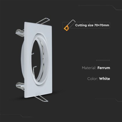 V-TAC Portafaretto LED da Incasso Quadrato GU10 Colore Bianco (Box 2 Pezzi)