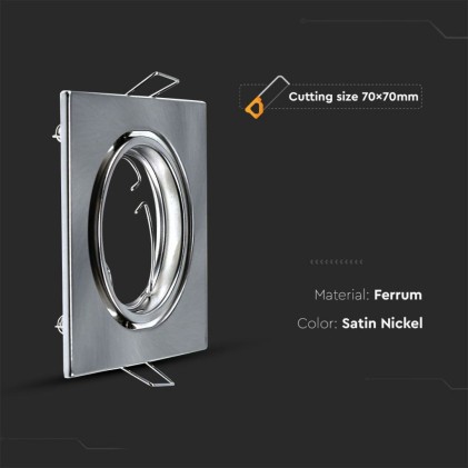 V-TAC Portafaretto LED da Incasso Quadrato GU10 Colore Nichel Satinato (Box 2 Pezzi)