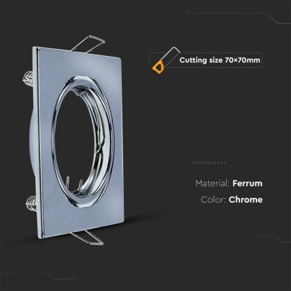 V-TAC Portafaretto LED da Incasso Quadrato GU10 Colore Cromato (Box 2 Pezzi)