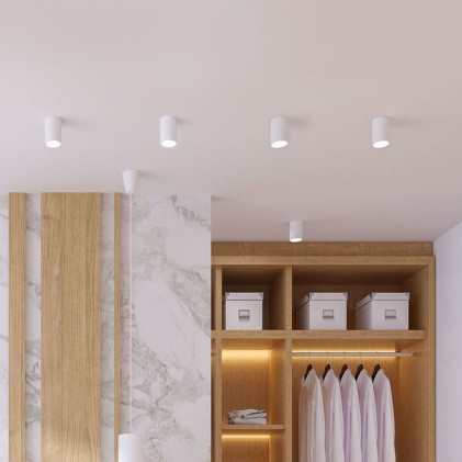 V-TAC Portafaretto LED Montaggio a Plafone Rotondo GU10 Corpo Bianco ( H : 100mm )