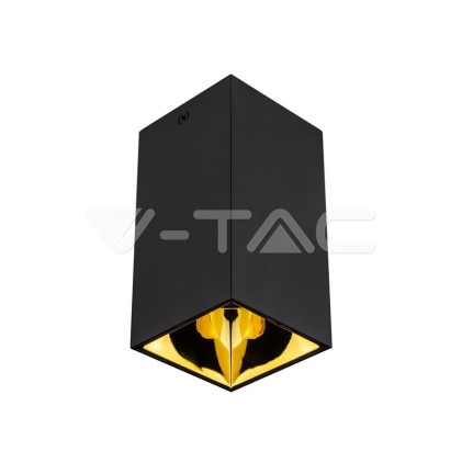 V-TAC Portafaretto LED Montaggio a Plafone Quadrato GU10 Corpo Nero Riflettore Oro