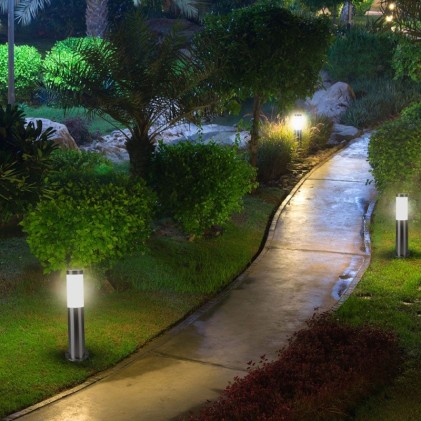 V-TAC Piantana LED da Giardino con Portalampada E27 (max 60W) in Acciaio Inossidabile h: 45cm IP44