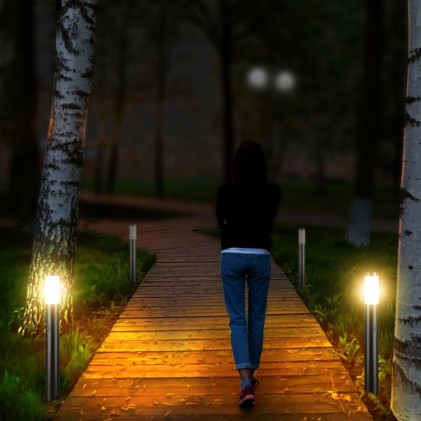 V-TAC Piantana LED da Giardino 80cm con Portalampada E27 e sensore di movimento (max 60W) in Acciaio Inossidabile IP44