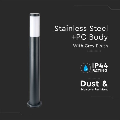 V-TAC Piantana LED da Giardino 80cm con Portalampada E27 (max 60W) in Acciaio Inossidabile Grigio IP44