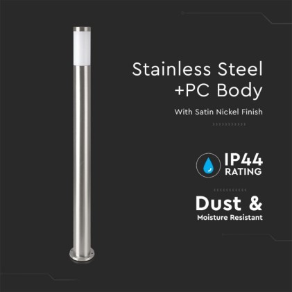 V-TAC Piantana LED da Giardino 110cm con Portalampada E27 (max 60W) in Acciaio Inossidabile IP44