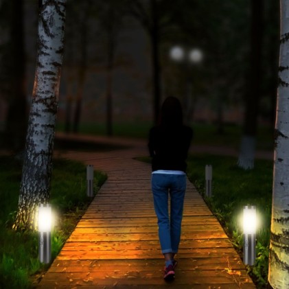 V-TAC Lampada LED da Giardino 45cm con Portalampada E27 e sensore di movimento (max 60W) in Acciaio Inossidabile IP44