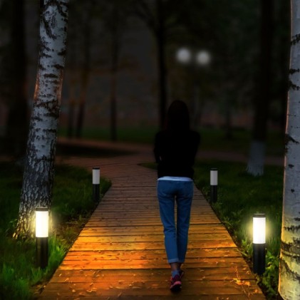 V-TAC Piantana LED da Giardino 45cm con Portalampada E27 e Sensore di movimento (max 60W) in Acciaio Inossidabile IP44 Colore Grigio