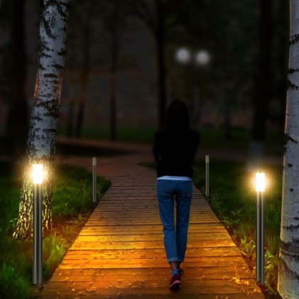 V-TAC Piantana LED da Giardino 110cm con Portalampada E27 e sensore di movimento (max 60W) in Acciaio Inossidabile IP44