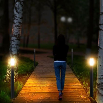 V-TAC Piantana LED da Giardino 110cm con Portalampada E27 e Sensore di movimento (max 60W) in Acciaio Inossidabile IP44 Colore Grigio