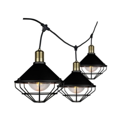 V-TAC Catenaria 3m per 6 lampadine LED E27 Con Diffusori trasparenti IP65 Colore nero.