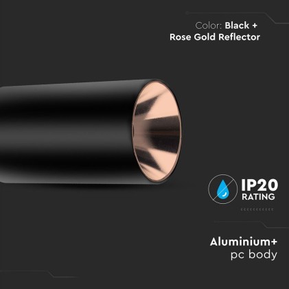 V-TAC Portafaretto LED Montaggio a Plafone Rotondo GU10 Corpo Nero Riflettore Oro Rosa