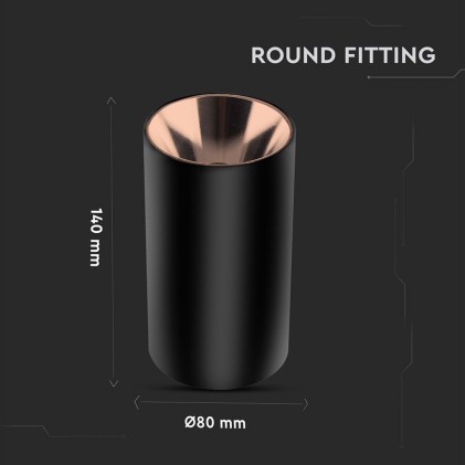 V-TAC Portafaretto LED Montaggio a Plafone Rotondo GU10 Corpo Nero Riflettore Oro Rosa