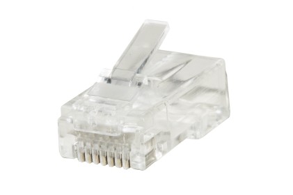Confezione 100 Connettori 8 Poli Cat 6 Utp Non Schermato Rj45 Con Inserto Per Cavo Flessibile