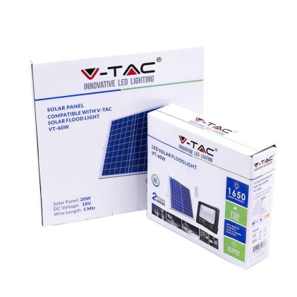 V-TAC Faro LED con Telecomando e Pannello Solare 20W 6000K