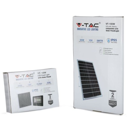 V-TAC Faro LED con Telecomando e Pannello Solare 35W 6000K