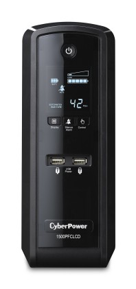 CYBERPOWER CP1500EPFCLCD UPS 1500VA/900W Sinewave PFC compatible Green Power LCD Display USB Management-Software