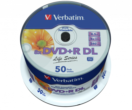 VERBATIM 97693 DVD+R DL Verbatim spindle 50-pack 8.5GB 8x WIDE PRINTABLE SURFACE