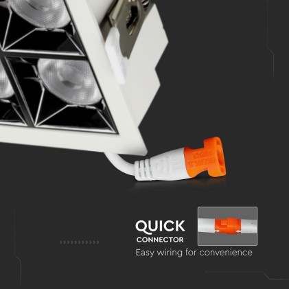 V-TAC PRO Faretto LED Chip Samsung da Incasso 16W (4*4W) UGR<19 12° 4000K CRI>90