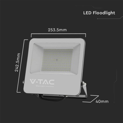 V-TAC Faro LED Chip Samsung 100W 185LM/W Colore Nero 6500K IP65