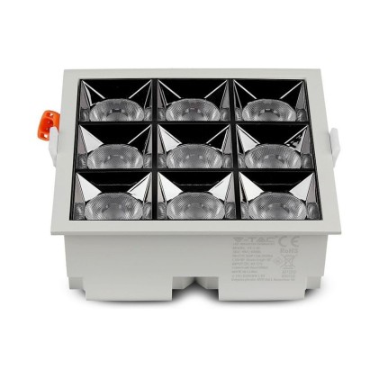 V-TAC PRO Faretto LED Chip Samsung da Incasso 36W (9*4W) UGR<19 36° 2700K CRI>90
