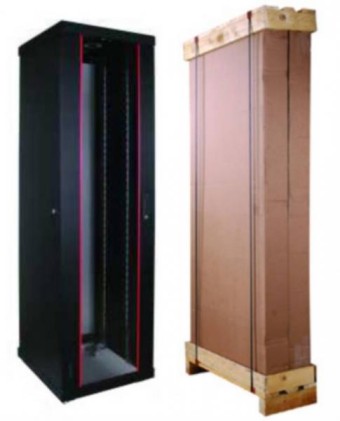 Armadio 22 unit&agrave;&nbsp; linea eco da assemblare (A) 1200 x (L) 600 x (P) 600 nero RAL 9005 con porta in vetro