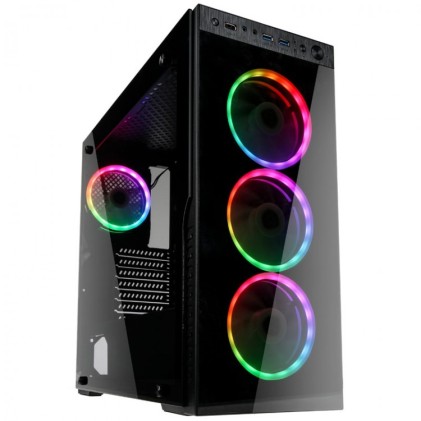 Case Midi Kolink Horizon RGB, Tempered Glass - Black