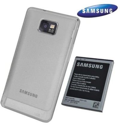 Batteria originale Samsung  EB-K1A2EWEG maggiorata 2000 mAh Galaxy S2 S II con cover posteriore