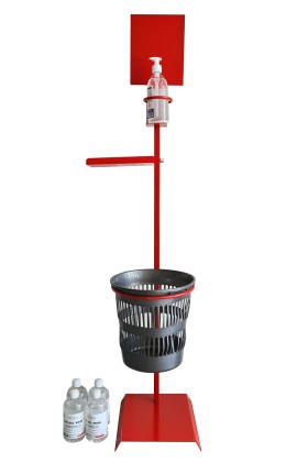 *Kit Dispenser Colonnina Rossa Con 5 Confezioni Di Gel E 1 Dosatore E 1 Cestino