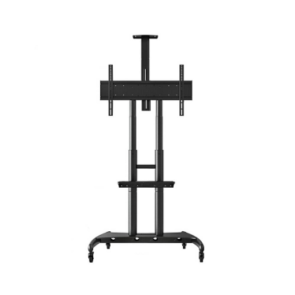 Machpower Carrello Mobile Per Display 65 E 75, Max 90 Kh, Vesa 200 X 200, Con Mensola