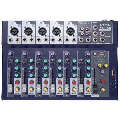 Mixer Empire F7Usb 7Ch 5Ingr Microfono Conferenza 2Ing Mic Standard