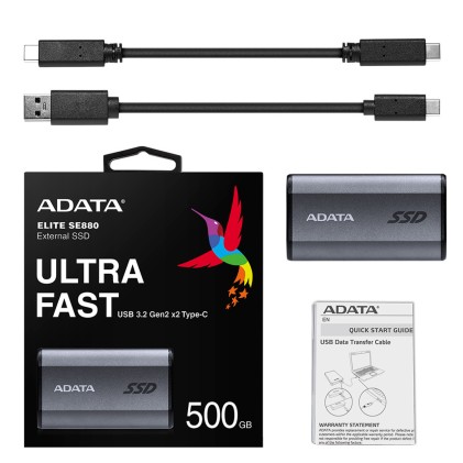 Adata Ssd Esterno Se880 Premium 500Gb Usb 3.2 Gen2 R/W 2000/2000