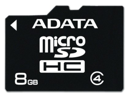 SD MicroSD Card 8GB ADATA  SDHC (Class 4) retail