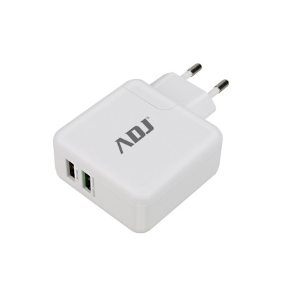 Carica Batteria Casa 2P Usb Wh/Gy 1Porta Quick Charge+1Porta 2,4A Adj
