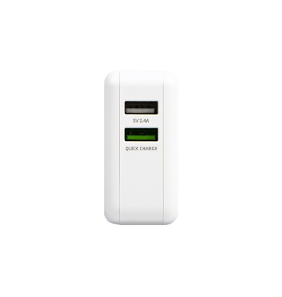 Carica Batteria Casa 2P Usb Wh/Gy 1Porta Quick Charge+1Porta 2,4A Adj