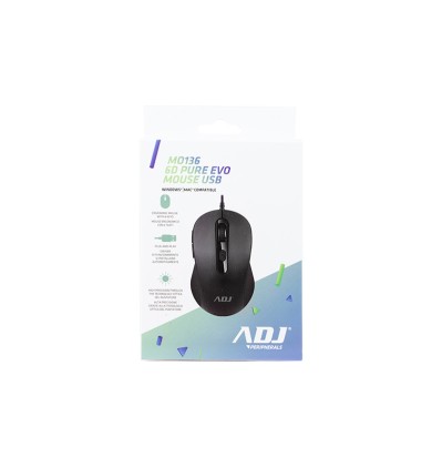 Mouse Usb Ottico 6D Evo Pure Bk 1000 Dpi 6 Tasti Plug&Play Adj