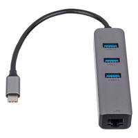 AKYGA Hub USB Type C to 3x USB 3.0 AK-AD-66 Network Card 10/100/1000 15cm