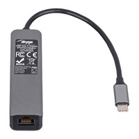 AKYGA Hub USB Type C to 3x USB 3.0 AK-AD-66 Network Card 10/100/1000 15cm