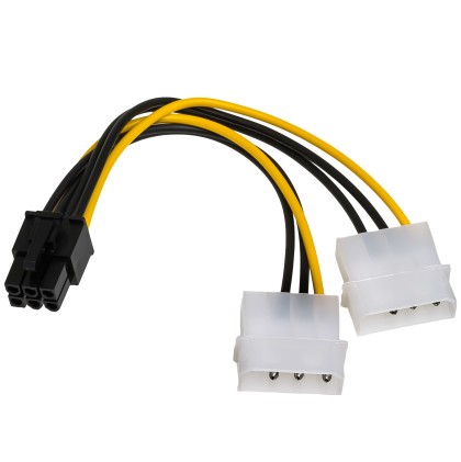 AKY AK-CA-13 Adapter 2x Molex / PCI-Express 6pin 15cm