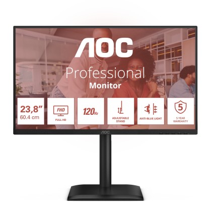 Aoc Monitor 23,8 Led Ips Fhd 16:9  4Ms 300 Cdm, Pivot, Dp/Hdmi, Multimediale