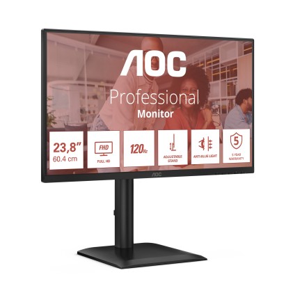 Aoc Monitor 23,8 Led Ips Fhd 16:9  4Ms 300 Cdm, Pivot, Dp/Hdmi, Multimediale