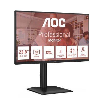 Aoc Monitor 23,8 Led Ips Fhd 16:9 4Ms 300 Cdm 120Hz, Pivot, Vga/Dp/Hdmi, Multimediale