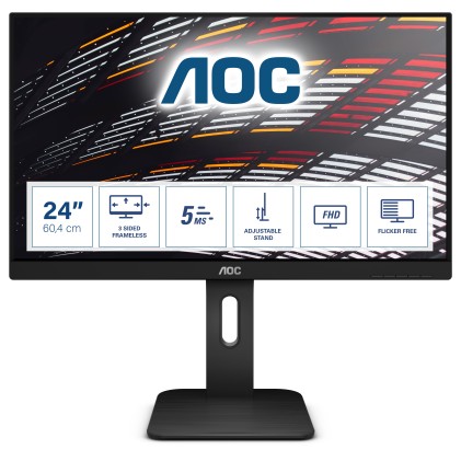 Aoc Monitor 23,8 Led Ips 16:9 Fhd 5Ms 250 Cdm, Pivot, Vga/Dvi/Dp/Hdmi, Multimediale