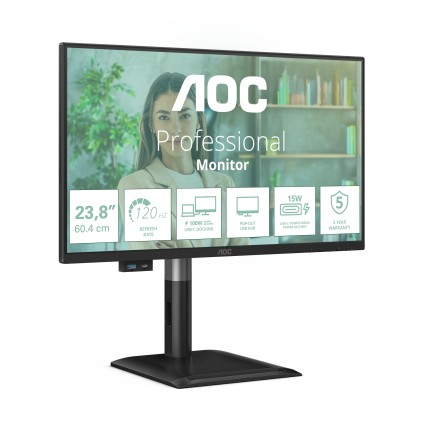 Aoc Monitor 23,8 Led Ips Fhd 16:9 120Hz, Reg Altezza, Usb-C